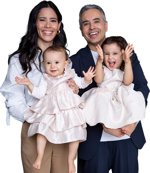 Foto da Dra. Kelly com a sua família.